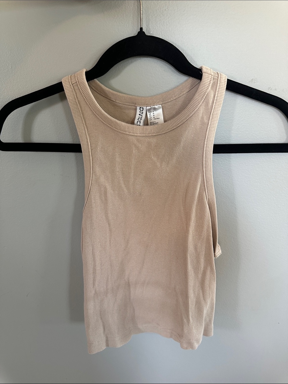 Divided Beige Ribbed Crewneck Tank